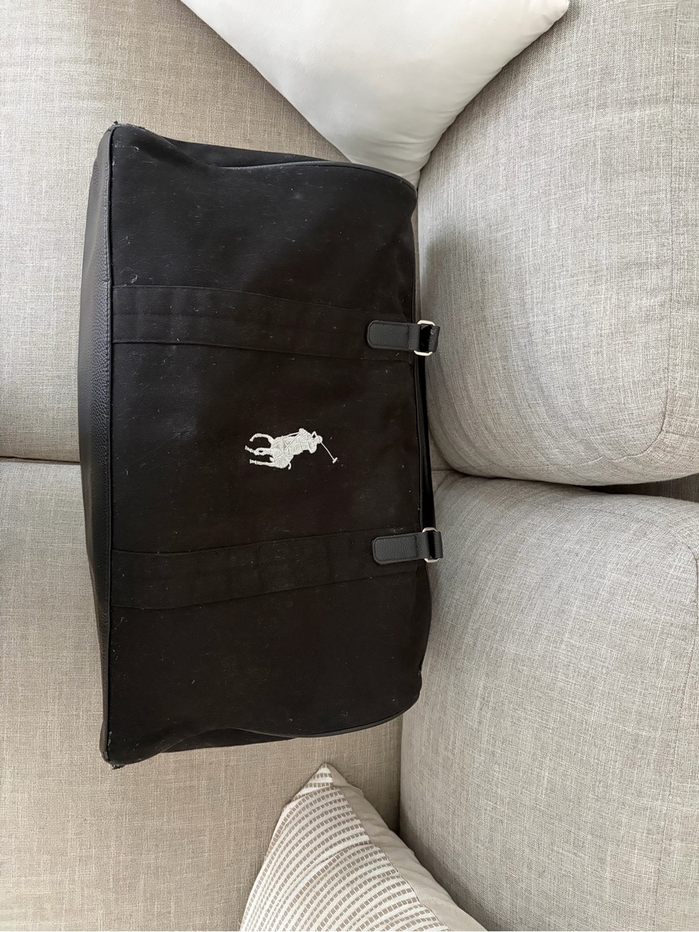 Polo by Ralph Lauren Black Canvas Duffel with White Polo Player Logo - Picture 1 of 5